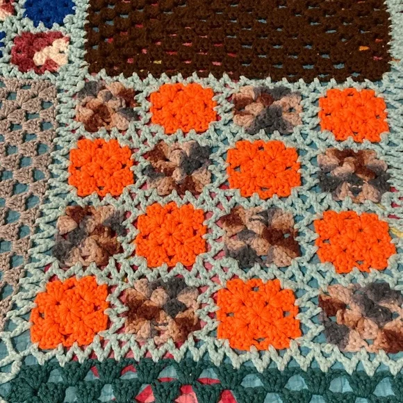 Handmade Colorful Patchwork Crochet Quilt - Picture 6 of 8